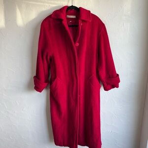 Vintage Perry Ellis Wool Coat – Deep Cherry Red
